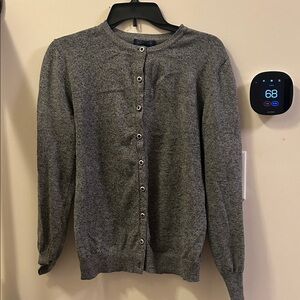 Women's Elegant Black and White Heather Cardigan Sweater